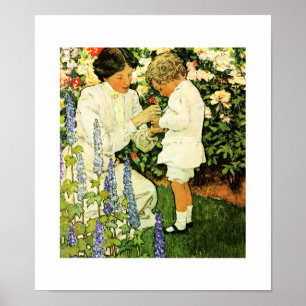 "In de tuin" door Jessie Willcox Smith Poster