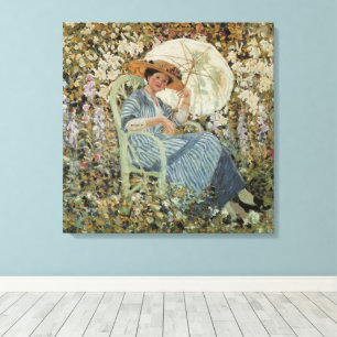 In de tuin, Giverny door Frederick Frieseke Canvas Afdruk