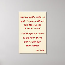 In de tuin Hymn Quote Canvas Afdruk