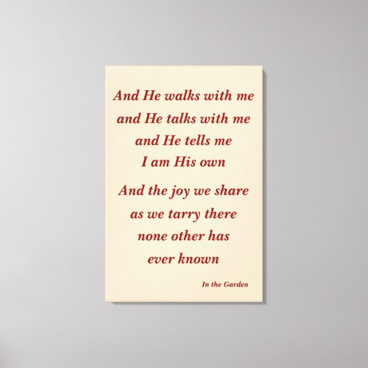 In de tuin Hymn Quote Canvas Afdruk (Voorkant)