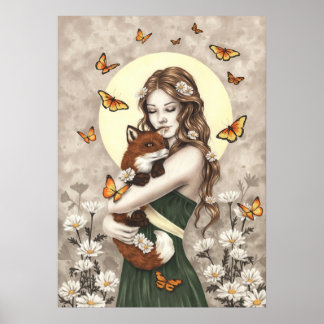 In de tuin met vossen en vlinders poster