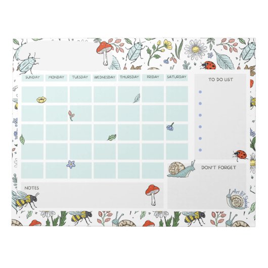 In de tuin open datum bureau kalender notitieblok (Voorkant)
