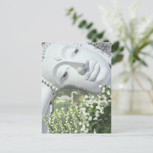 In de tuin - Quan Yin & Flowers Briefkaart (Staand voorkant)