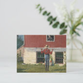 In de tuin (rustieke hofmakerij) | Winslow Homer Briefkaart (Staand voorkant)