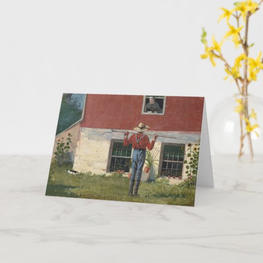 In de tuin (rustieke hofmakerij) | Winslow Homer Kaart (Gele Bloem)