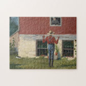 In de tuin (rustieke hofmakerij) | Winslow Homer Legpuzzel (Horizontaal)