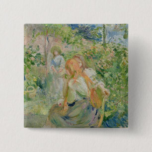 In de tuin van Roche-Bord, 1894 Vierkante Button 5,1 Cm