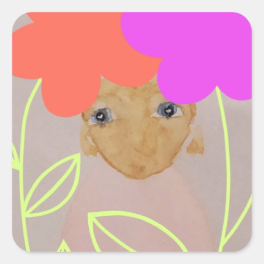 In de tuin vierkante sticker (Voorkant)