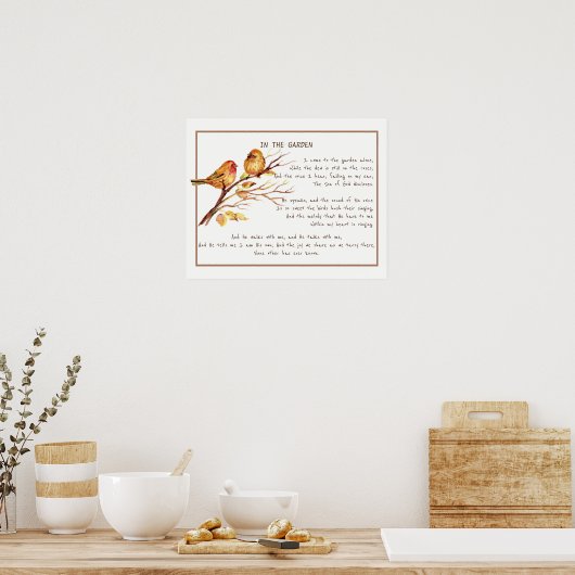 ~in de tuingevechtsende Hymn Garden Bird Art Poster (Keuken)