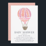 In de uitnodiging tot het Baby shower van de lucht<br><div class="desc">Viel je baby meisje onderweg op met deze griezelige en simpele baby shower uitnodiging in soft pastel waterverven. Het ontwerp bevat een afbeelding van een hete luchtballon in perzik en roze,  met de details van de gebeurtenis hieronder in rokerblauwe grijze letters.</div>