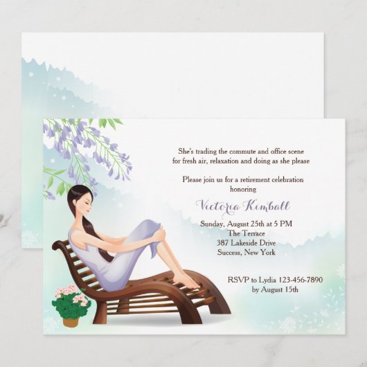 In de uitnodiging tot pensionering in de tuin (Voorkant / Achterkant)