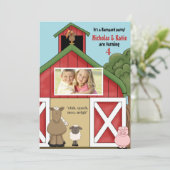 In de uitnodiging van de Barn Foto Birthday Party (Staand voorkant)