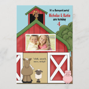 In de uitnodiging van de Barn Foto Birthday Party