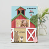 In de uitnodiging van de Barn Foto Birthday Party (Staand voorkant)