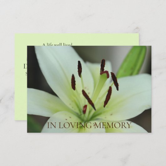In de uitnodiging van de Loving Memory Memorial Se (Voorkant / Achterkant)