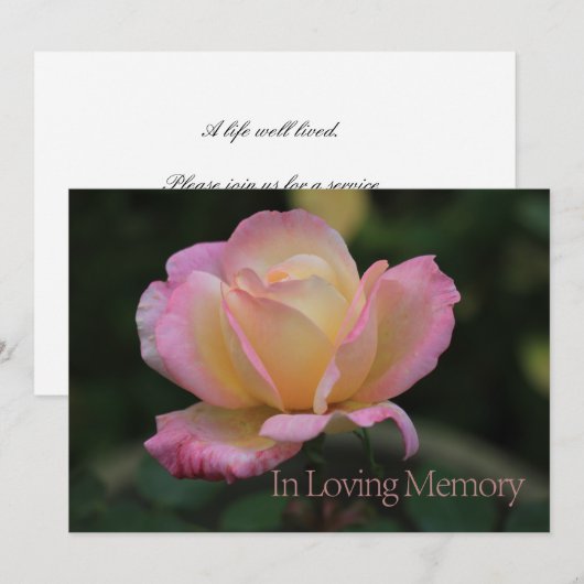 In de uitnodiging van de Loving Memory Memorial Se (Voorkant / Achterkant)