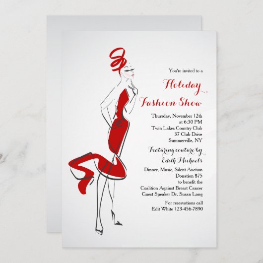 In de uitnodiging van het Show van de Mode Vogue (Voorkant / Achterkant)
