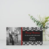 IN DE UITVERKOOP! Rode Kerstmis Damaskus Fotokaart Feestdagenkaart (Staand voorkant)