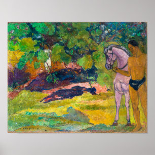 In de Vanilla Grove, Man en Paard   Gauguin   Poster