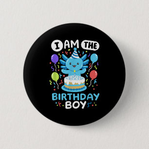 In de Verjaardagsjongen Kinder Axolotl Bday Schatt Ronde Button 5,7 Cm