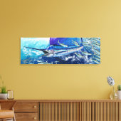 In de Wash jaagt Sailfish op school. Canvas Afdruk (Insitu (Woonkamer))