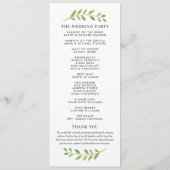 In de Waterverf Greenery Wedding Ceremony Programmakaart (Achterkant)