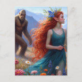 In de wei met Sasquatch Briefkaart (Voorkant)