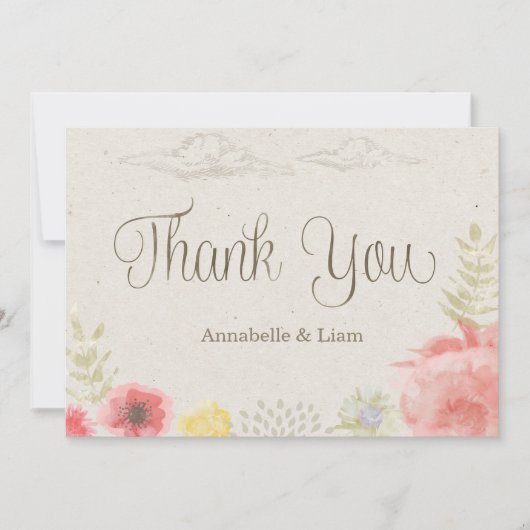 In de wei Zomer Bruiloft Dank U Bedankkaart (Voorkant)
