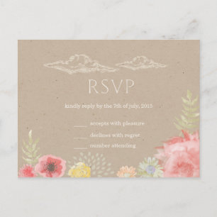 In de wei Zomer Bruiloft RSVP Briefkaart