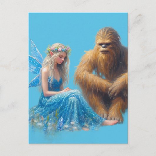 In de weide met Sasquatch Briefkaart (Voorkant)