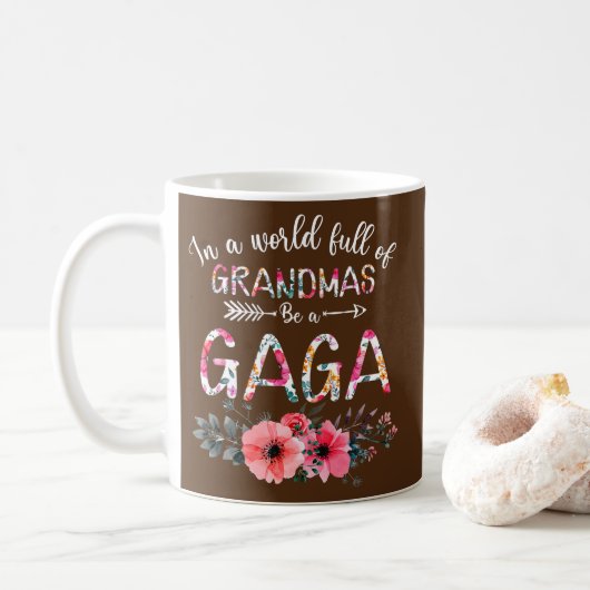 In de wereld vol met oma's een gaga-zonnebloem koffiemok (Met donut)