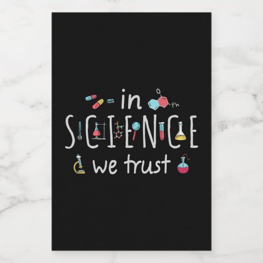 In de wetenschap vertrouwen we voedselcontainer etiket (Enkel label)