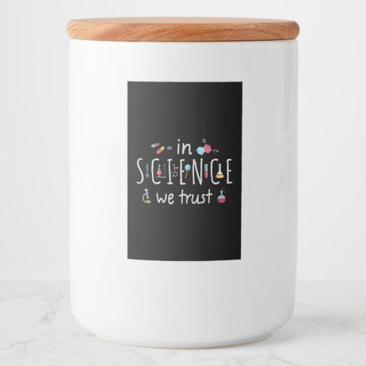 In de wetenschap vertrouwen we voedselcontainer etiket (Voorkant)