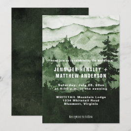 In de Wild Emerald Green Mountain Scene bruiloft Kaart