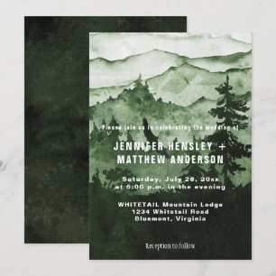 In de Wild Emerald Green Mountain Scene bruiloft Kaart