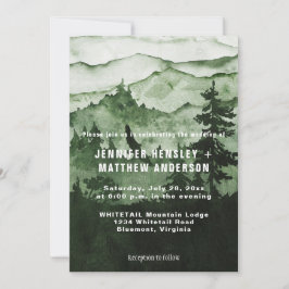 In de Wild Emerald Mist Mountains Scene Wedding Kaart