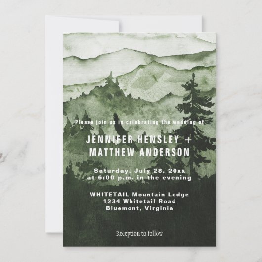 In de Wild Emerald Mist Mountains Scene Wedding Kaart (Voorkant)