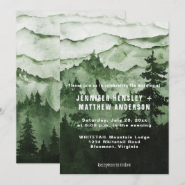In de Wild Emerald Mist Mountains Scene Wedding Kaart