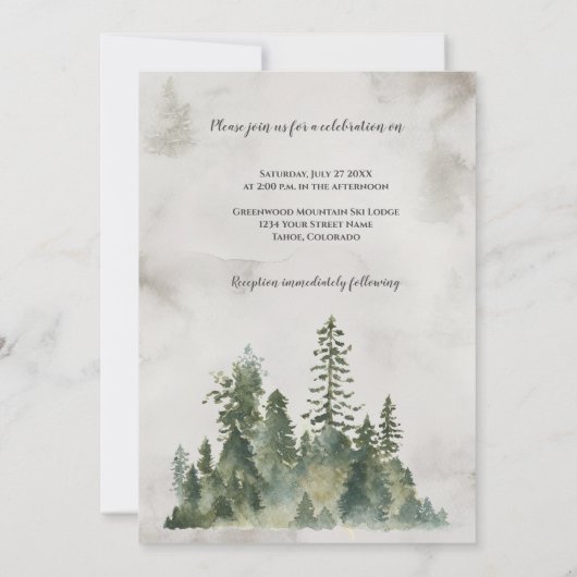 In de Wild Fir Trees Rustic Wedding | Kaart (Achterkant)