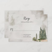 In de Wild Fir Trees Rustic Wedding | RSVP Kaartje (Voorkant / Achterkant)