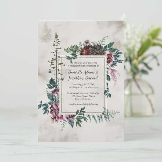 In de wilde rustieke Bourgondische grijze bloemen  Kaart (Staand voorkant)