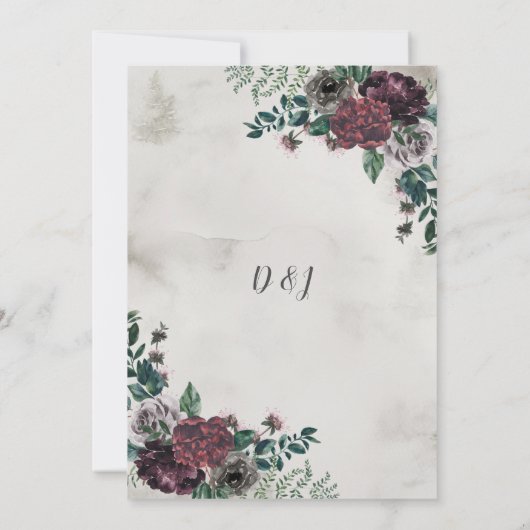 In de wilde rustieke Bourgondische grijze bloemen  Kaart (Achterkant)