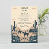 In de woestijn Rodeo Retro Paard Rustieke Westerne Kaart (Staand voorkant)