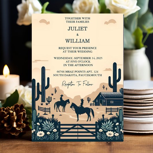 In de woestijn Rodeo Retro Paard Rustieke Westerne Kaart