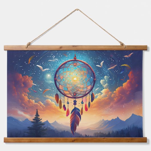 In de Wolken, Native American Dreamcatcher Hangend Wandkleed (Voorkant)