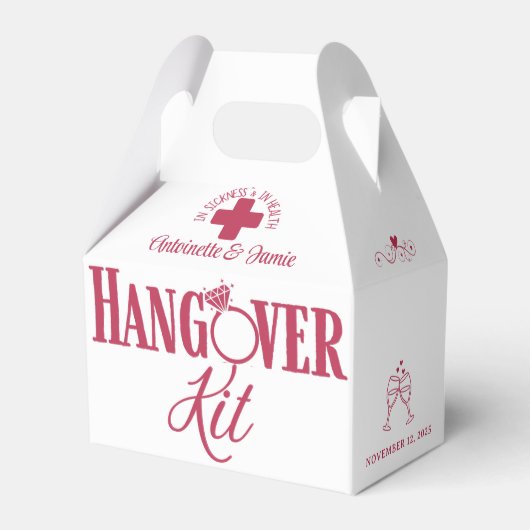 In de Ziekte & Ziekte Wedding Hangover Kit Favor Bedankdoosjes (Voorkant Zijde)