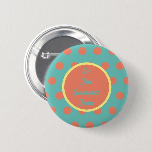 In de zomertijd Button (Aqua & Coral) (Voorkant /achterkant)