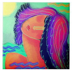 In de zon Abstract portret van een vrouw Tegeltje