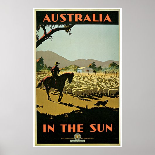 In de zon ~ Australia Vintage Travel Poster (Voorkant)