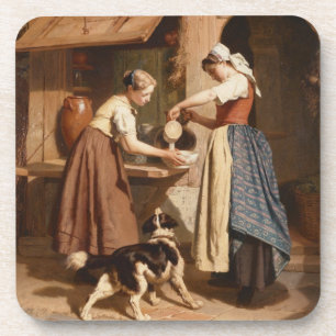 In de zuivelfabriek, 1866 (olie op het paneel) onderzetter